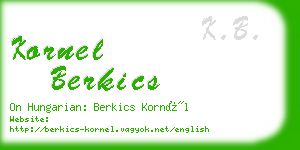 kornel berkics business card